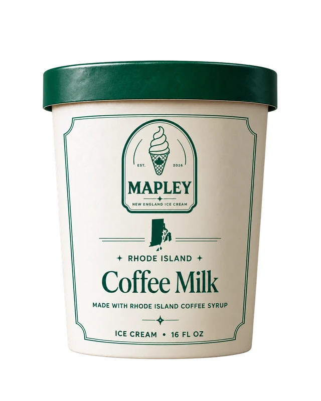 Mapley Rhode Island Coffee Milk pint. Made with Rhode Island coffee syrup.